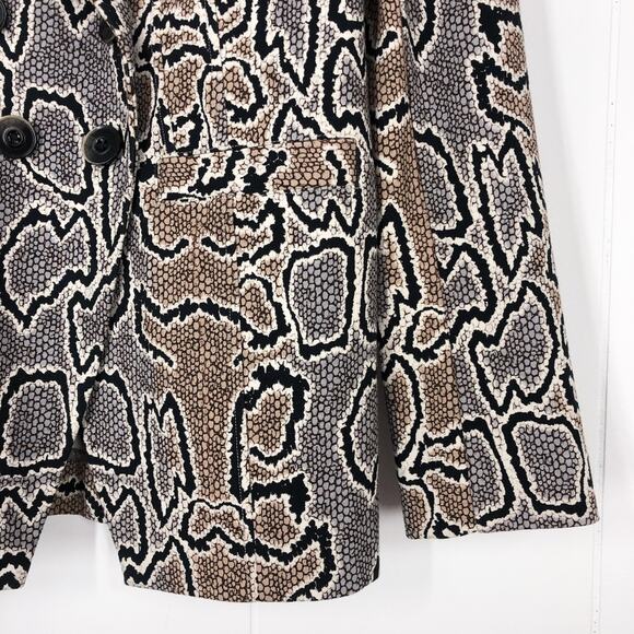 Cabi Knit Blazer Jacket Double Breasted Snake Print Career Size 4 Tan Gray Multi - Picture 5 of 16
